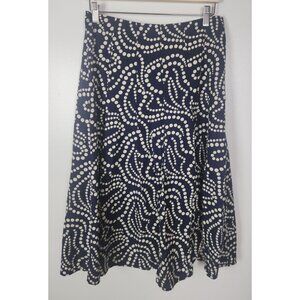 By Anthropologie Women's Sz. M Navy/White Polka Dot Pleated Knee Length Skirt
